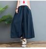 Dámské bavlněné lněné kalhoty nadměrné velikosti Retro kapsy Volné kalhoty Dámské jednobarevné kalhoty s elastickým pasem Dámské