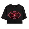 O-Ausschnitt Hazbin Hotel Crop Top Damen Sommer Lässiges T-Shirt Basic Sexy Streetwear Kurzarm Tops