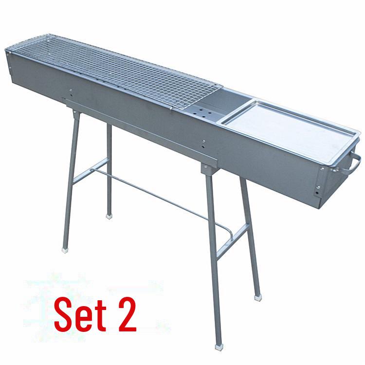 Butterfly Roasted Thick Lamb Skewers: Large Charcoal BBQ Rack, 1.2m Long, 18cm Width