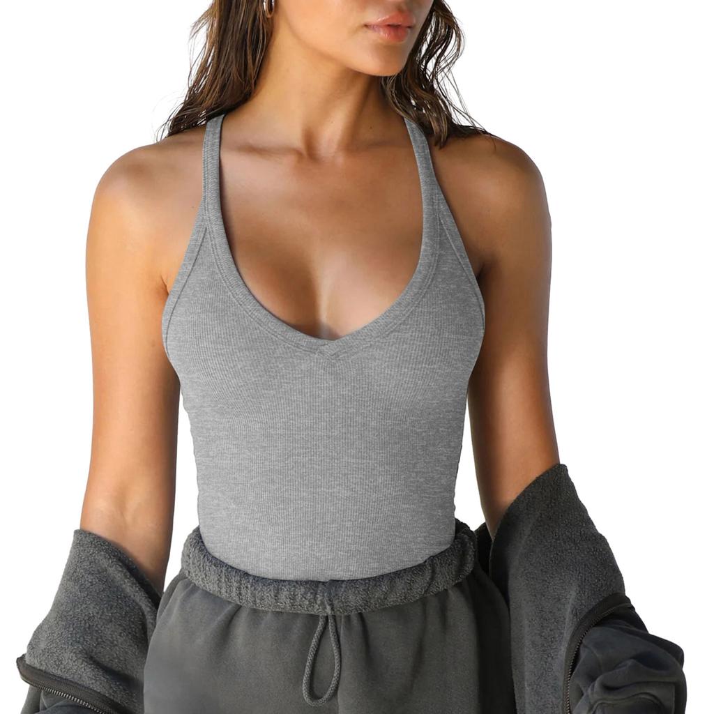 Frauen Solide Rundhals Gerippte Tank Top Leibchen Frauen Sommer Grundlegende Elastische Tank Top O Neck Solide Tank Top