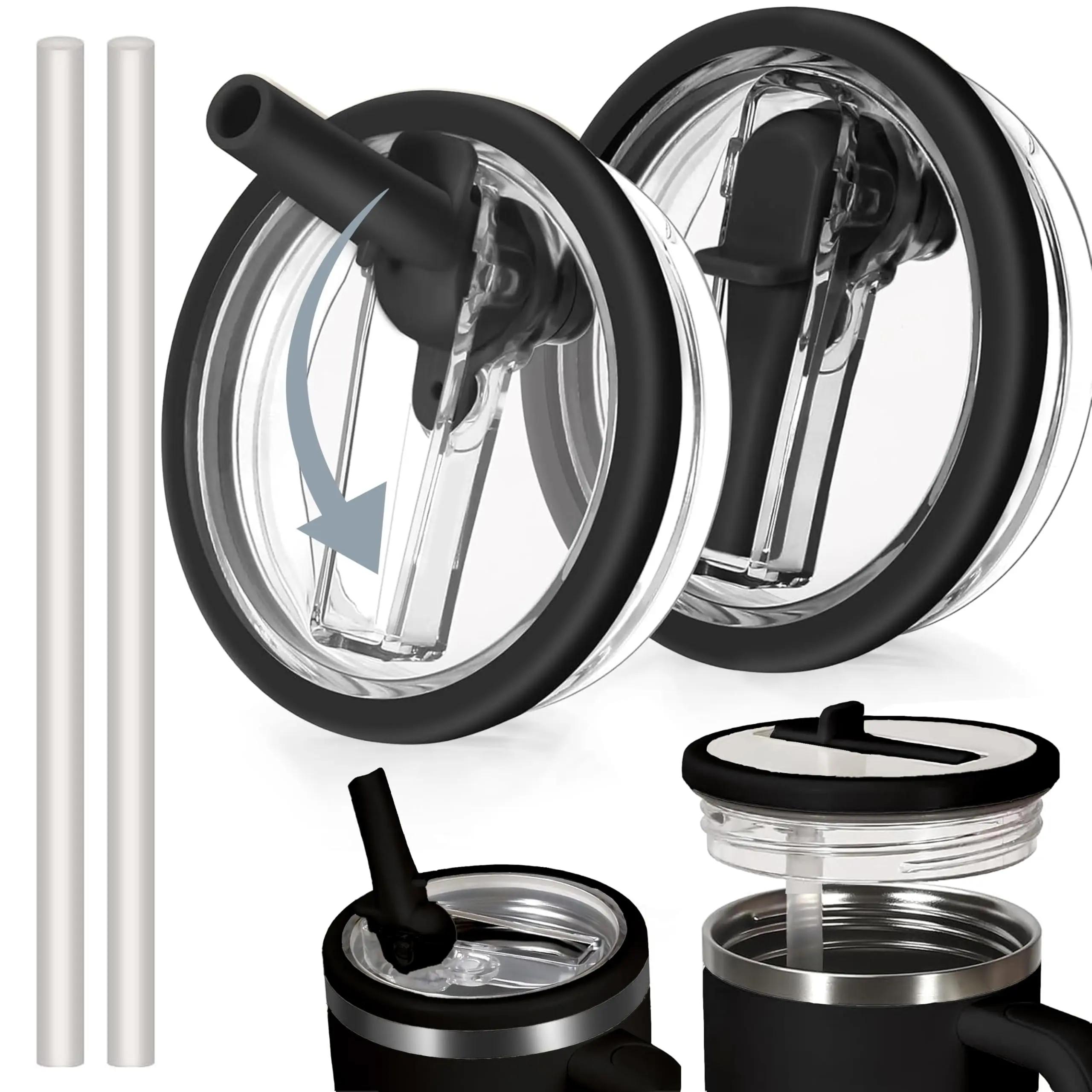 

Крышка для тамблера 40 унций для Stanley 2 шт. Крышка-соломинка с откидным верхом на замену, Непроливающаяся, Защищающая от брызг, Крышка для тамблера для Stanley чёрный