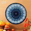 Vintage Retro Blue Sunflower Metal Wall Art 8x8 Inch Round Aluminum Geometric Floral Home Decor