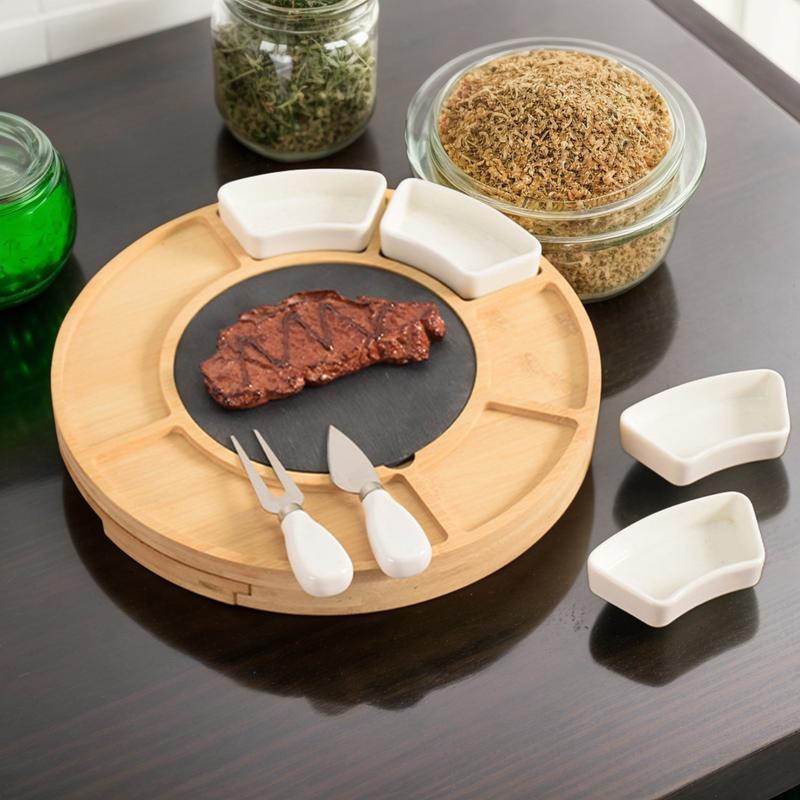 Charcuterie Board Set Wood Large Cheese Board For Charcuterie Built-in Drawer Serving Tray Food Container For Kitchen Home Yard