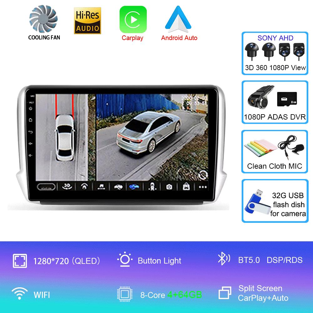 Car Radio Android 14 Carplay For Peugeot 2008 208 Multimedia System 2012 - 2018 Navigation GPS Multimedia Player WiFi+4G Stereo