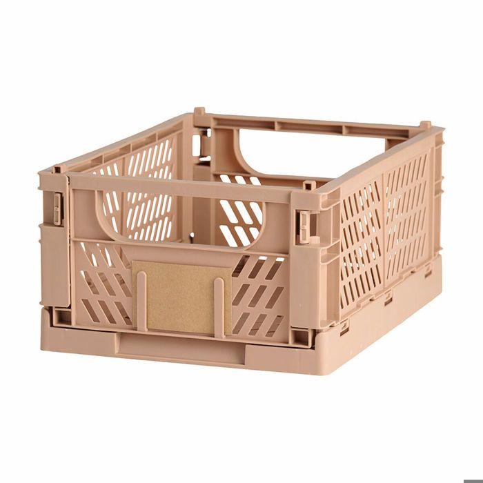 Boîte de rangement - BigBuy Home - Empilable - Sable - Plastique - 1 compartiment