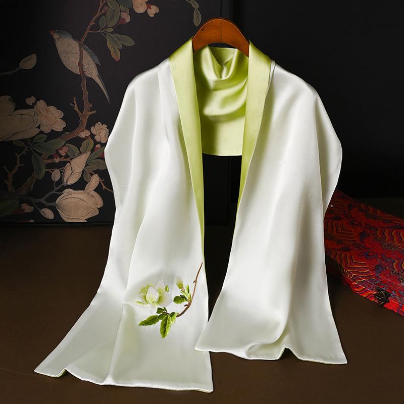 2024 New Suzhou Embroidery Silk Scarf Handmade Embroidery Double Layer Mulberry Silk Embroidery Women s Day Gift Silk Scarf 155cm*35cm