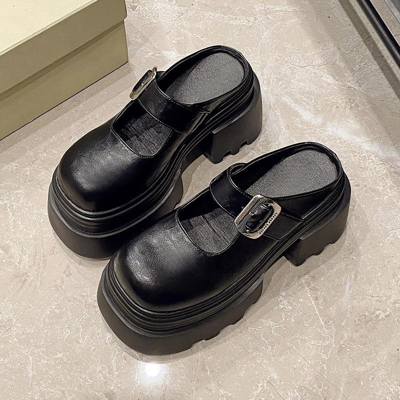 High-heeled Mary Jane bag head half slippers women's 2025 spring and summer new versatile small man height increase shallow mouth platform women's s