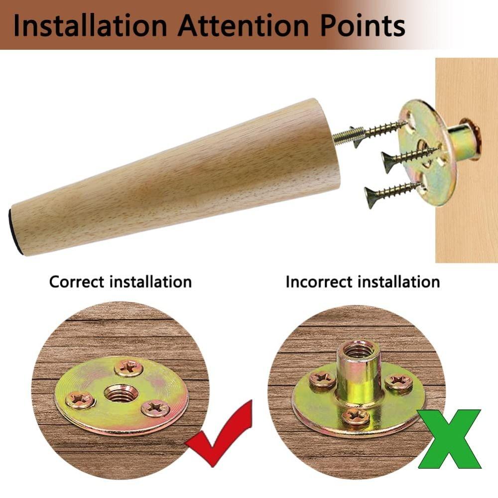 4 stk med skruer Monteringsplater Flatjern T-muttere for møbelben, sofa, skap