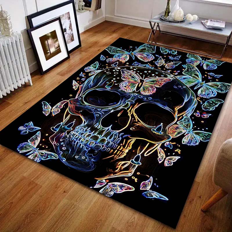 Fantasy Butterflies and Skulls Print for Carpet Living Room Bedroom Bedside Floor Mat Home Decor Sofa Room Area Rug