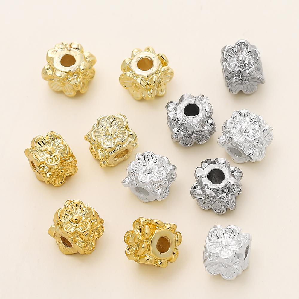 20/50 Stück/Los 14K/18K Goldfarbe Beschichtet Quadratische Form Blume Abstandshalter Perlen für DIY Armband Halskette Schmuckherstellung Zubehör