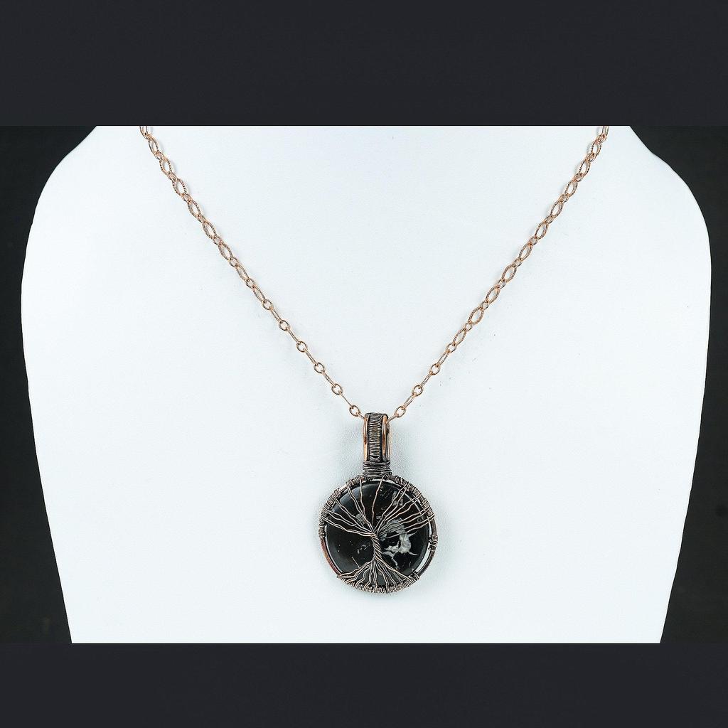 Tree Of Life Moroccan Mud Crack Fossil Pendant Copper Wire Wrapped Pendant Gemstone Handmade Pendant Gift Moroccan Mud Crack Fossil Jewelry