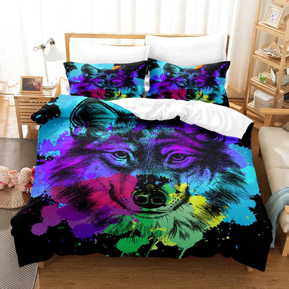 Animal Tiger Lion Printing Two-Piece Kit 3D Digital Bed Three-Piece Kit