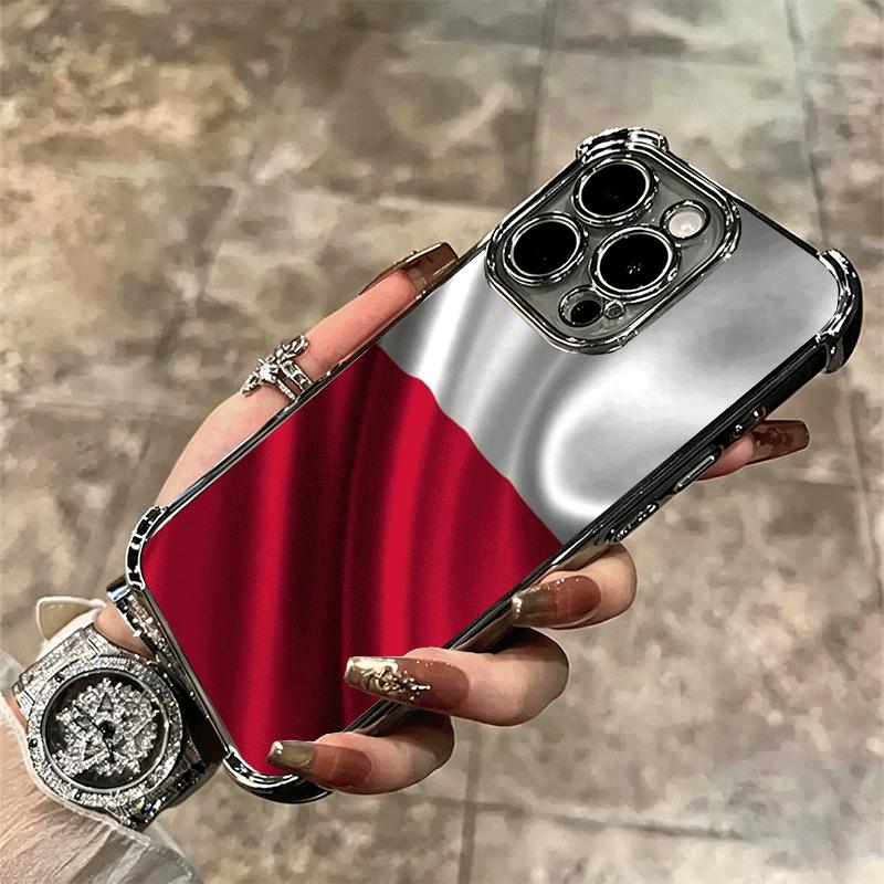 Poland Flag White Red Soft Phone Case For iPhone 15 16 17 Air 14 Pro Max 16E Plus 13 12 Mini Plating Anti-Fall Fundas