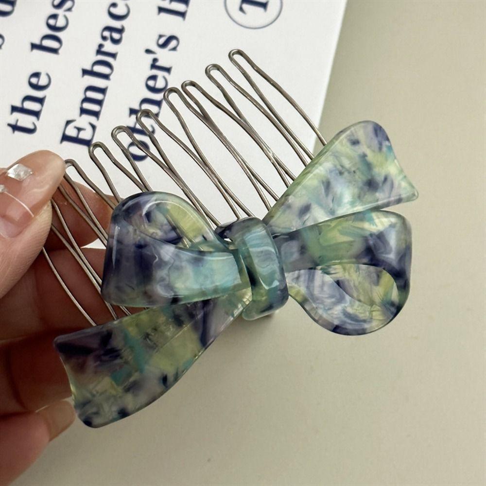 Vintage Fixed Bangs Bow Bowknot Barrettes Hairpin Girl Bangs Clip Women Hair Comb Acetic Acid Hair Clips Korean Barrettes