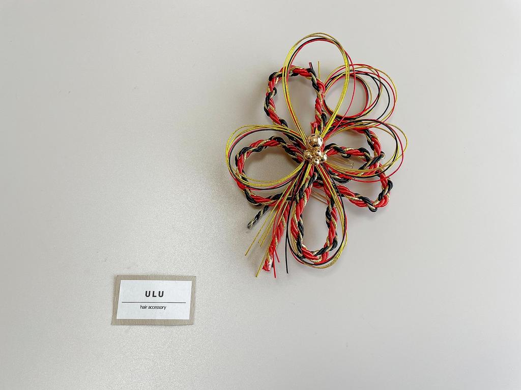 Mizuhiki hair ornament, red and black braided cord, for Japanese attire, coming-of-age ceremony, graduation ceremony, wedding, headpiece, hakama,
