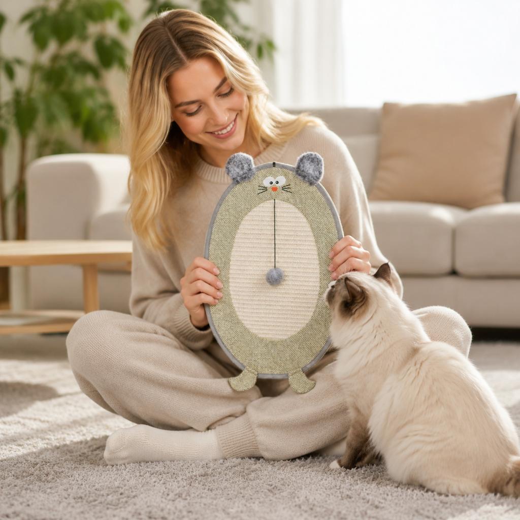 Hanging Sisal Cat Scratching Pad Durable Non-Shedding Scratch Mat Cat Toy for Claw Maintenance and Playtime