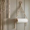Nordic Wooden Stick Toilet Paper Holder Wall Hanging Hand-woven Tapestry Macrame Kitchen Bathroom Towel Rack Decoration
