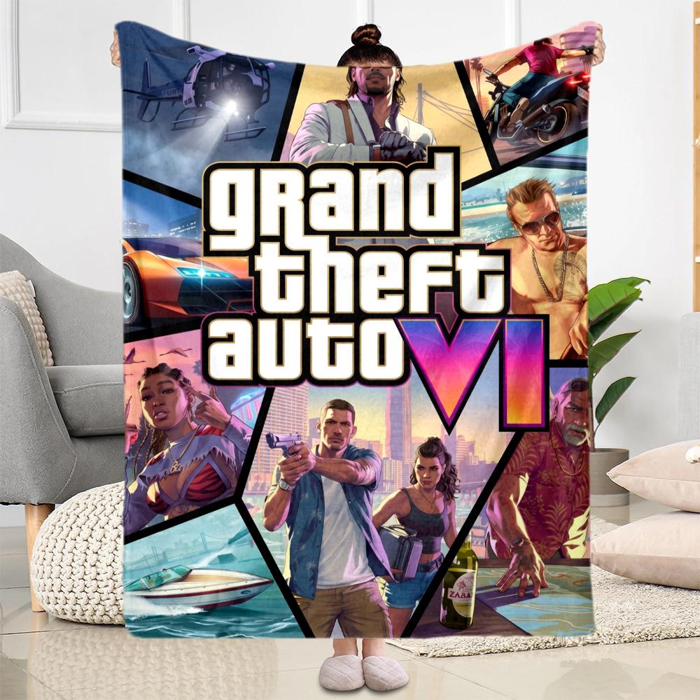 Grand Theft Auto Gta Vi Game Art Blanket Comfortable Perfect For Seaside Bed Couch For All Occasions Playful Design Ideal Gift For Birthday Valentine'