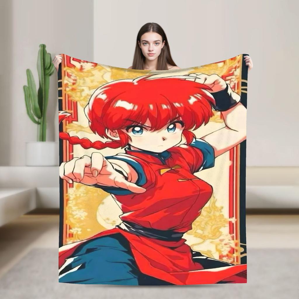 P-Chan Ranma 1/2 Manga Blankets Comedy Flannel Novelty Soft Throw Blanket for Bedding Lounge Autumn/Winter