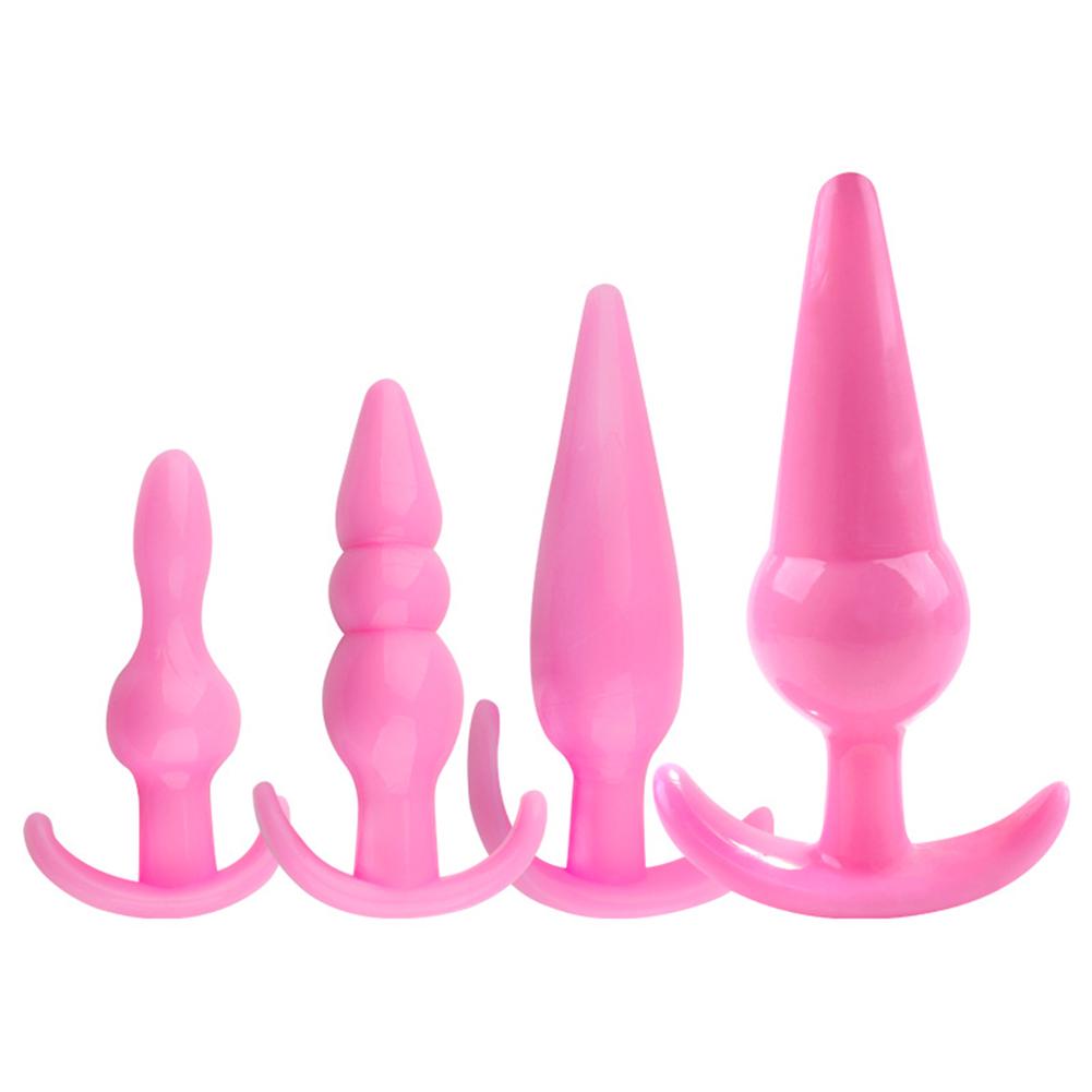 lollipops 4Pcs T-Bar Base Butt Anal Plug Massager Couple Flirting Masturbation Sex Toy