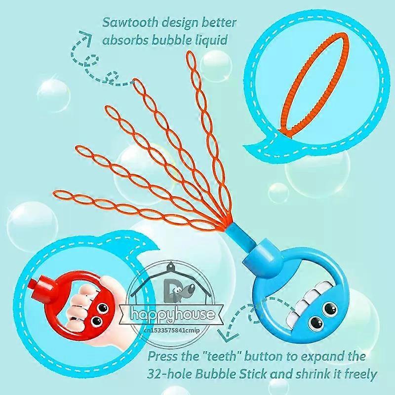 32 Hole Smiling Face Bubble Stick with Bubbles Refill Children's Bubble Wand Toy 5 Claw Bubble Wands for Kids Bubble Machine Toy