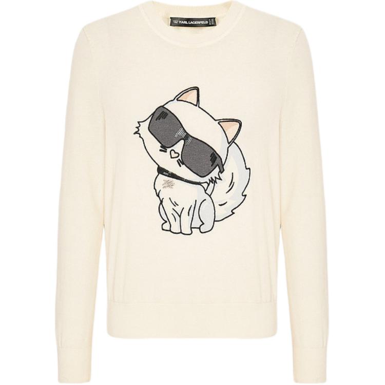 Karl Lagerfeld Sweaters Women's Ecru Crew Neck Moderate Other P27L2318110