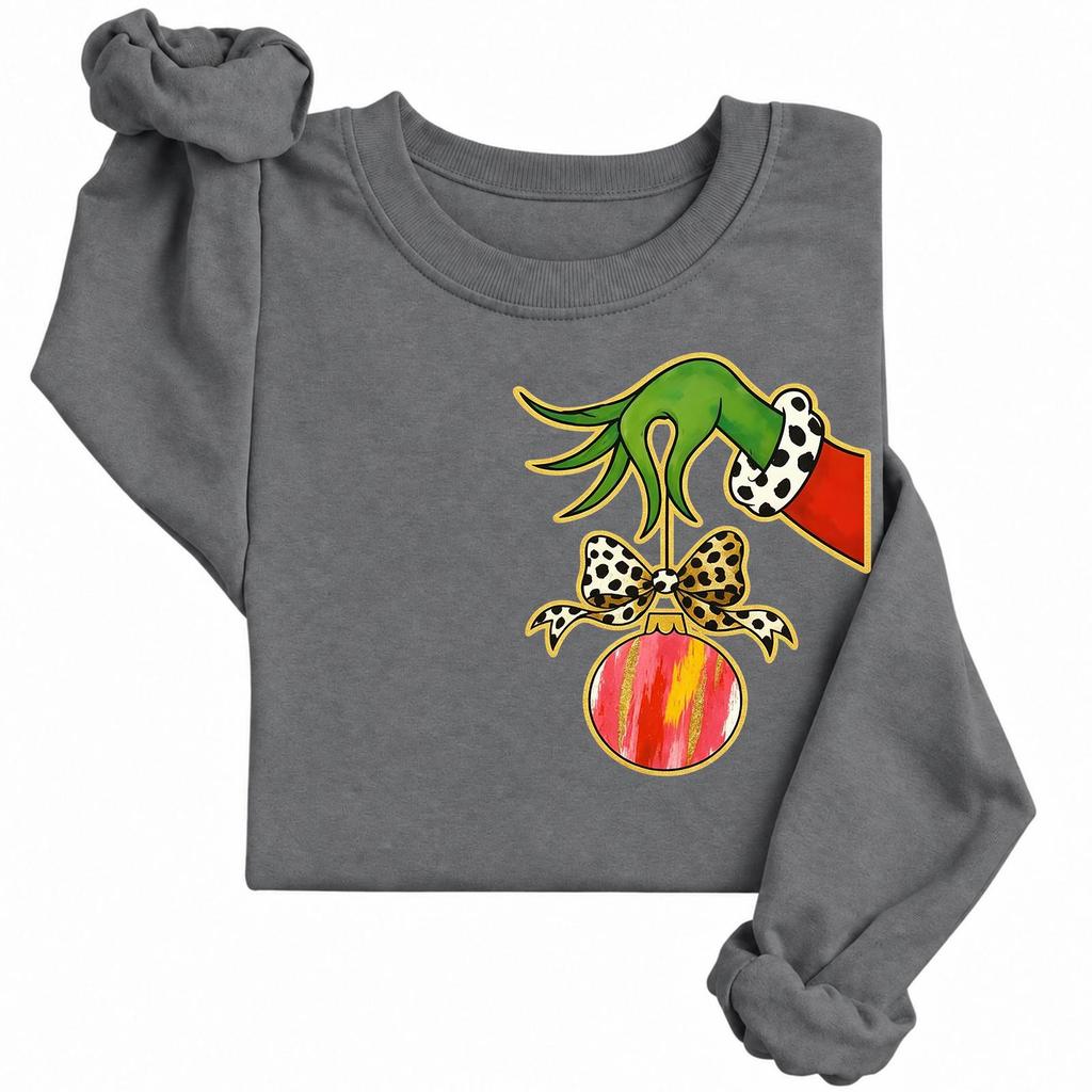 Damen Freizeit Langarm Bedruckter Rundhals Sweatshirt Pullover Top für Herbst und Winter