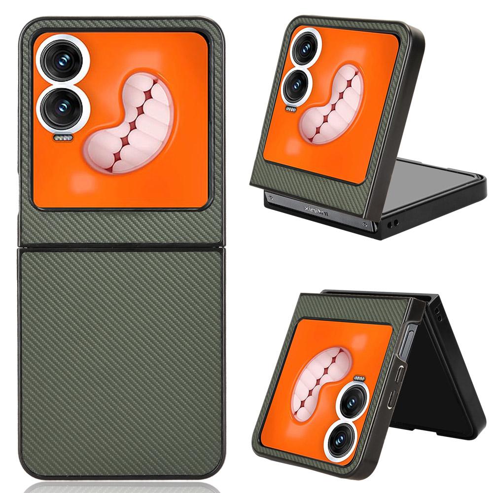 

Чехол для Infinix Zero Flip 5G с текстурой углеродного волокна, противоударный, из ПУ+ПК Green