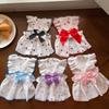 Pet Dress Love Heart Print Sleeveless Ruffle Bowknot Decor Breathable Spring Summer Small Medium Dog Cat Clothes Outfit Apparel Pet Supplies