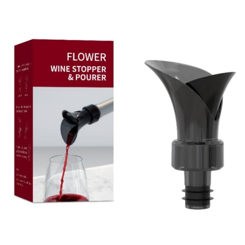 

Креативная вакуумная пробка для хранения красного вина в форме лепестка, устройство для розлива вина, отрезвляющее устройство для быстрого питья 2 в 1 чёрный