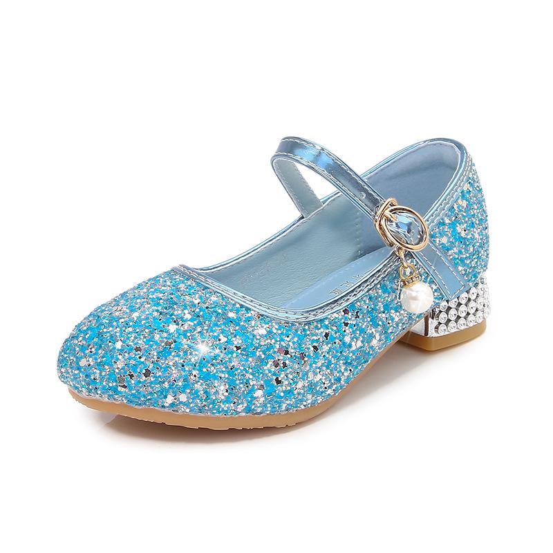 

Children s Sequined Leather High Heels for Fashion and Performance 34 синий