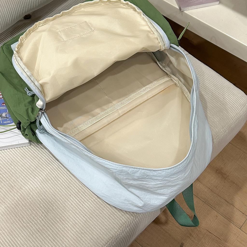 Schoolbag Summer New Mori Simple Student Schoolbag Splicing Fashion Foreign Casual Backpack Large Capacity Men's and Women's Backpack