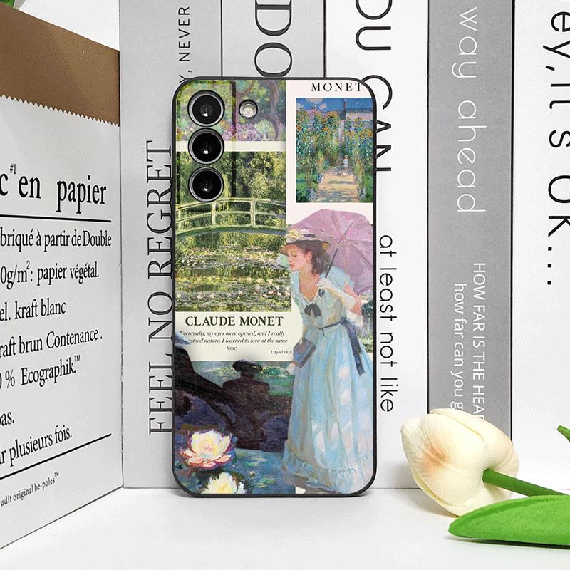 Luxury Beautiful Girl Phone Case for Samsung Galaxy S25 S24 S23 Ultra S22 Plus S21 FE S25 Edge Soft Cover Coque Claude Monet Art