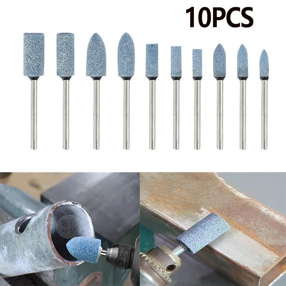 10Pcs Polishing Head Blue Wheel Head Electric Grinding Stone Wheel Abrasive Mounted Stone Dremel Accessories 4-10mm