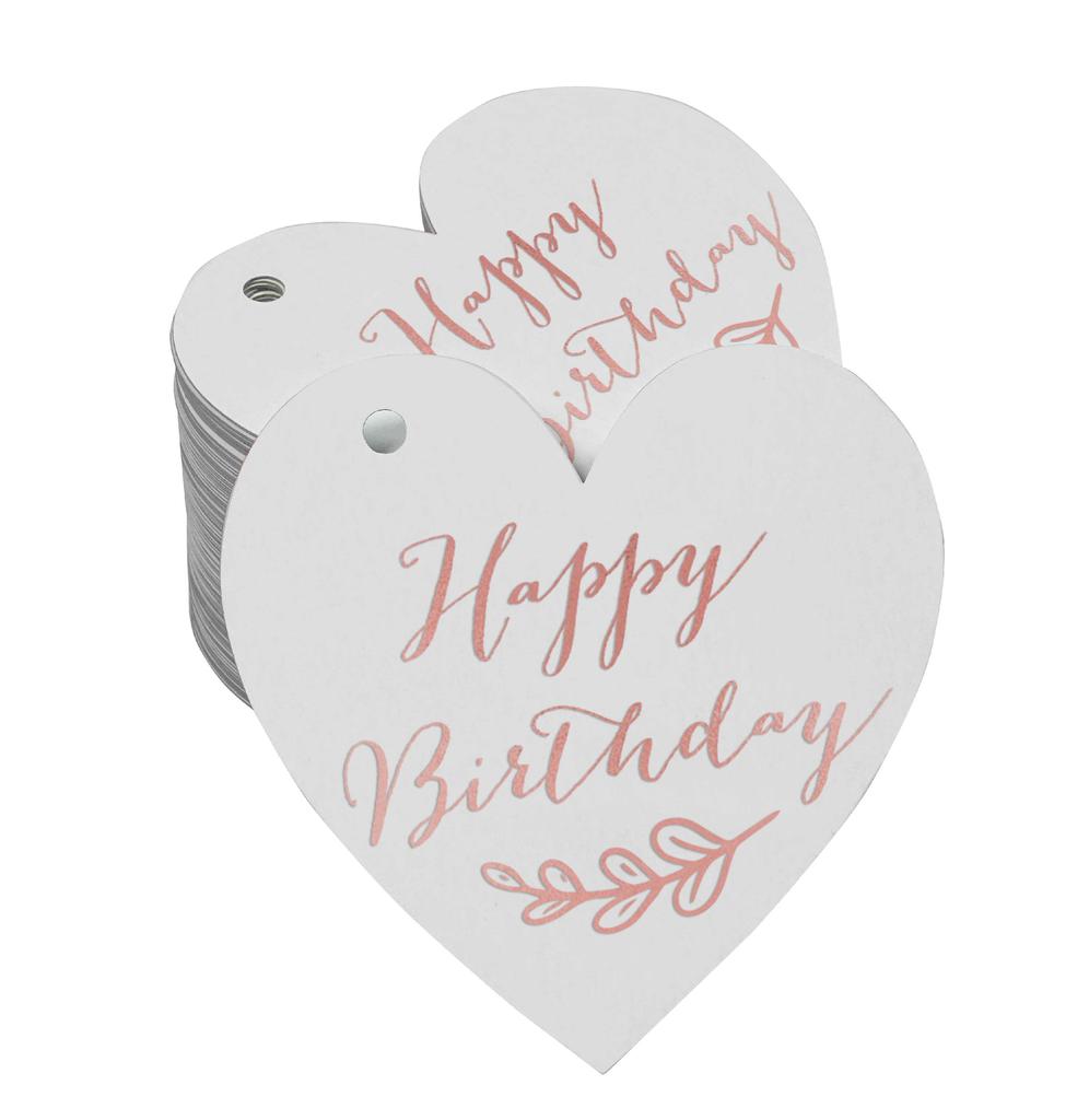 Inkdotpot Happy Birthday Bottle Tag Real Silver Foil Favor Hang Tag 100 Pack