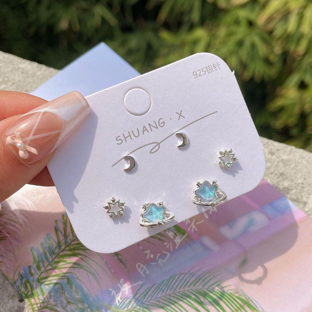 Aurora Butterfly Star Earrings - Cool, Colorful, and Simple Silver Needle Design for Women