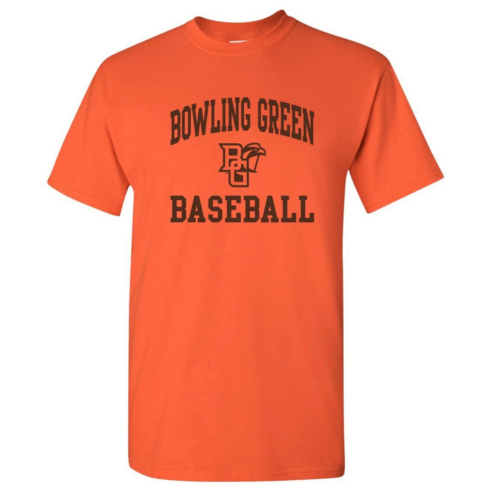 BGSU Falcons Arch Logo Baseball T-Shirt - Orange L