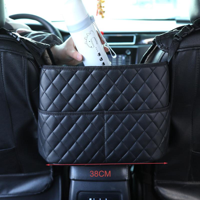 1pc leather Car Seat Back Organize- Storage Mesh Bag Large Capacity with Hanging Mount, Lightweight Organizer Car Accessory