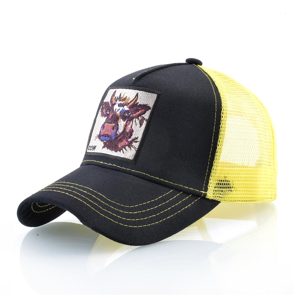 Atmungsaktive Mesh Baseball Cap Männer Neue Mode Trucker Caps Frauen Snapback Hip Hop Knochen Casquette Mit Kuh Patch Vier Saison hüte