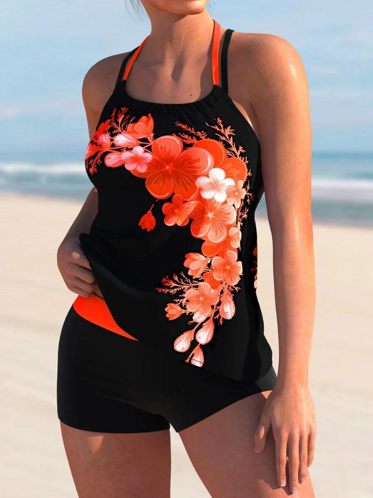 Printed Tankini 2025 Two Piece Swimsuit Women Sexy Strape Swimwear Female Sports Bathing Swimming Suit Summer Shorts Beachwear