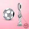 Copper Sparkling Soccer Football Charms Beads Original Accessories Bracelets Bangle Fine Copper Jewelry Gift