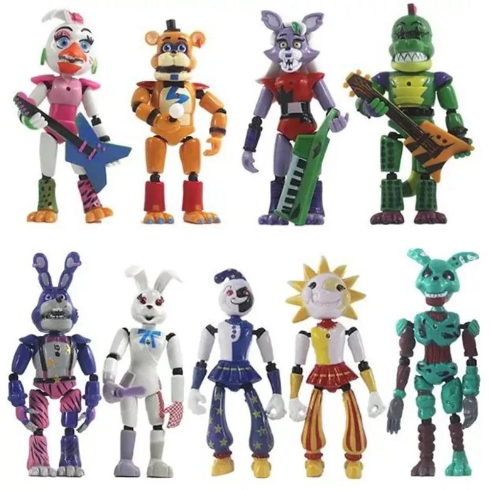 9 Stück/Set FNAF Figuren Sundrop Bewegliche Gelenke Niedlicher Bonnie Bär Foxy Actionfigur Modell Spielzeug für Kinder Geburtstagsgeschenke