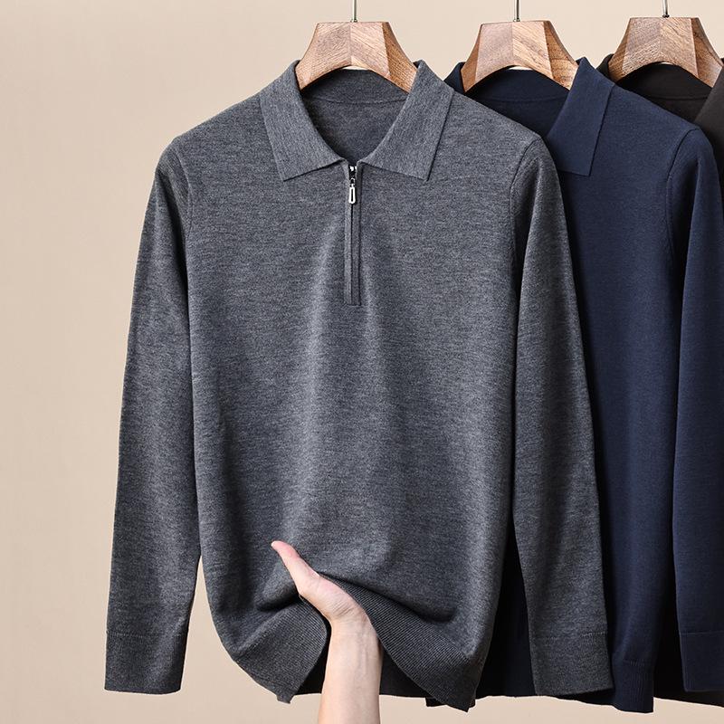 Hengyuanxiang Men s Thick Knit Wool Sweater with Zipper Lapel - New for Autumn/Winter 2025 180/96A
