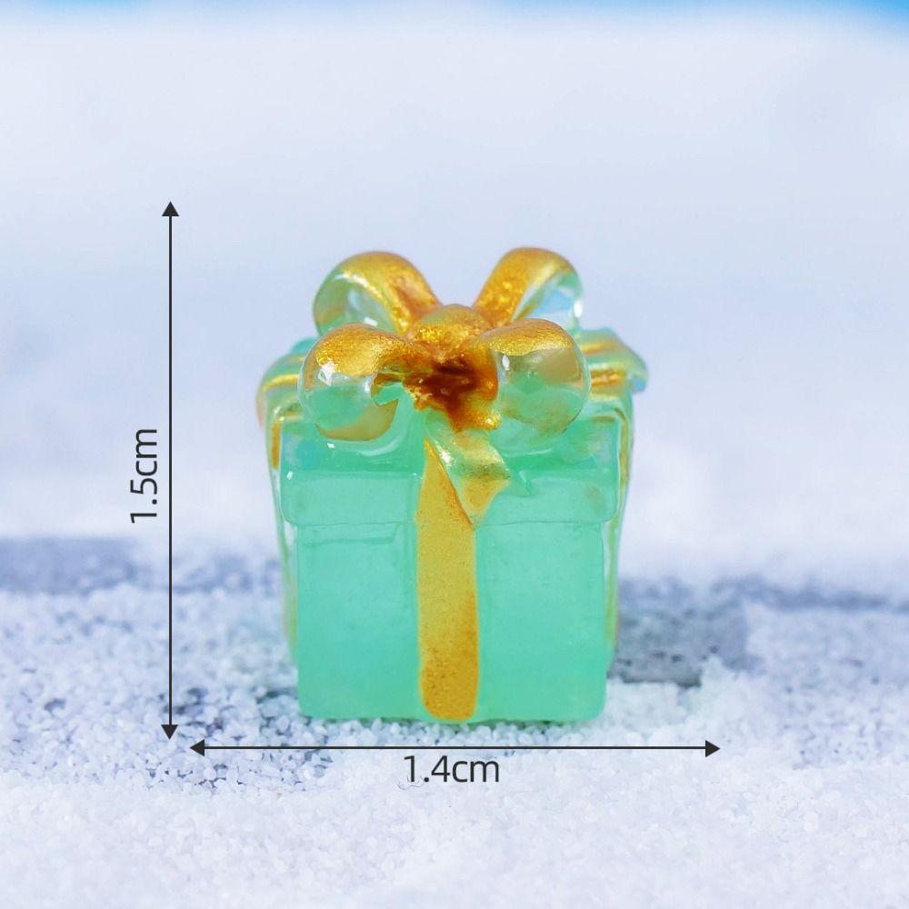 6 PIÈCES Micro Paysage Noël Boîte Cadeau Lumineuse Bricolage Mini Figurines Lumineuses de Noël Résine Dessin Animé