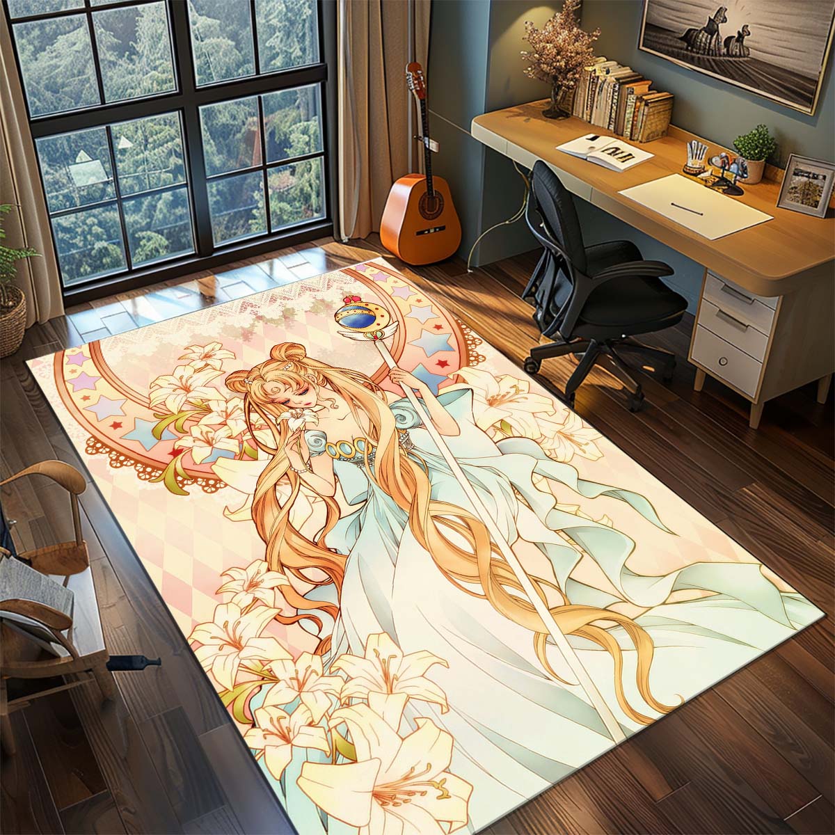 

Sailor Moon Anime Rug Carpet Large Area Rug Non Slip Washable Floor Mat Gamer Room Bedroom Home Decor -QJY 60x90cm