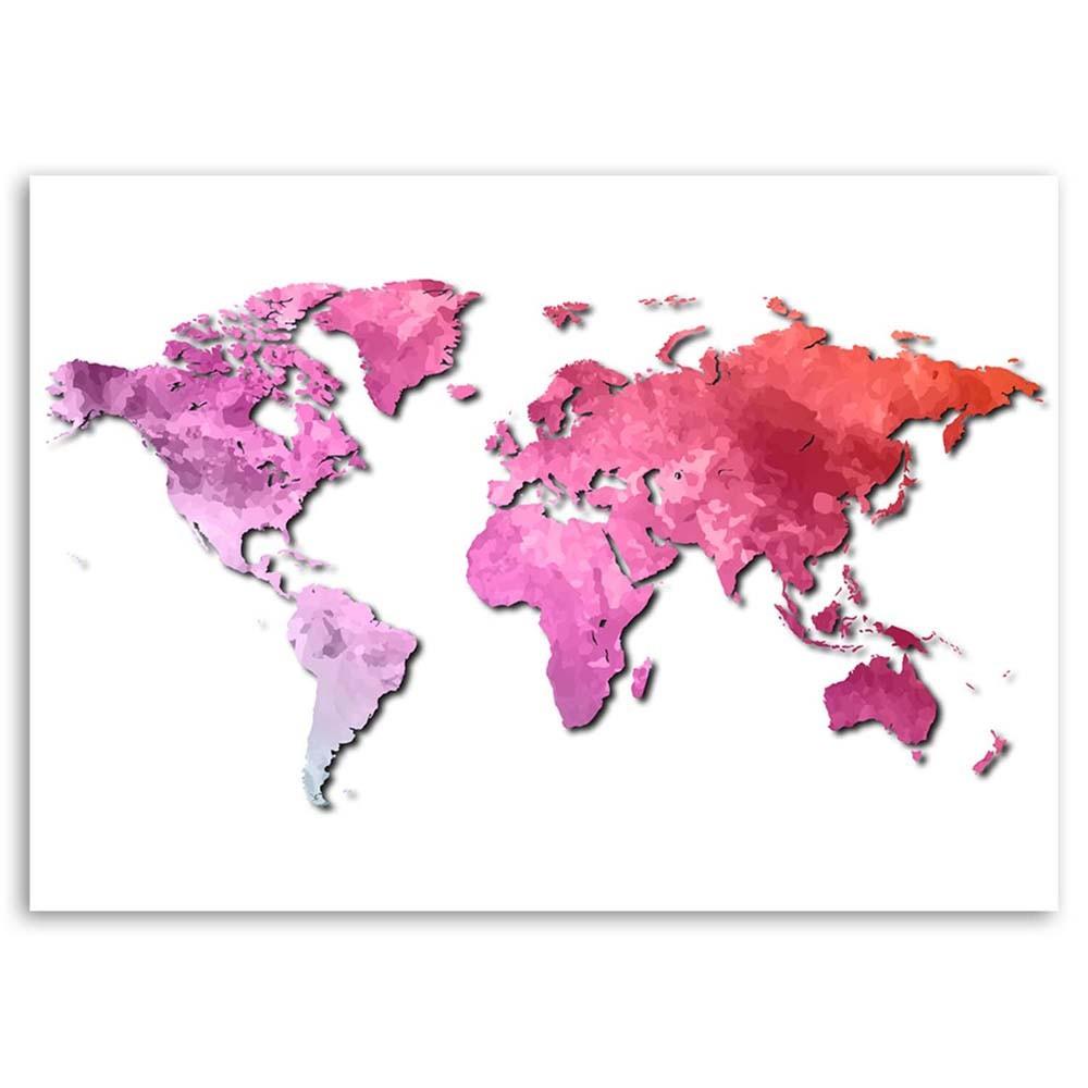 Canvas print, Pink world map