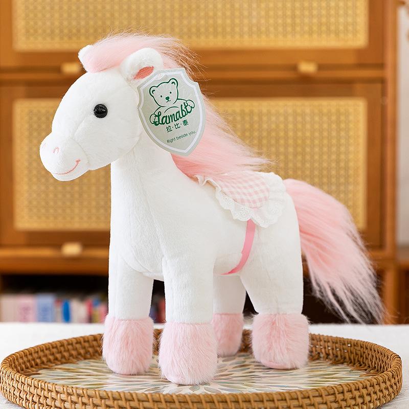 

Имитация седла, плюшевая игрушка скаковой лошади, 2026 год лошади по зодиаку, детская кукла, украшение для дома, подарки с конной фермы 30cm【0.21kg】 розовый