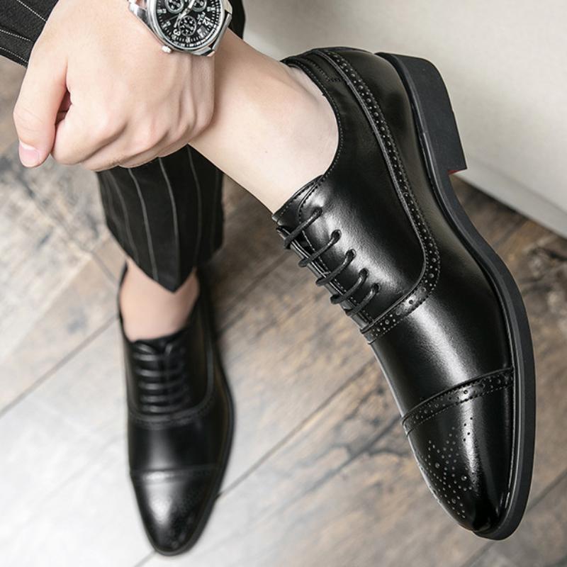 Fashion Men's Dress Shoes Fashion Pointed Leather Shoes Casual Business Office Footwear Banquet Dress Shoes for Men Wedding Shoe Oxfords