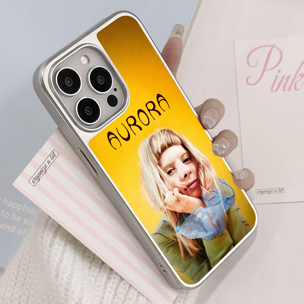 Aurora Aksnes Silver Plating Mobile Phone Case for iPhone 17 16 15 14 13 12 11 Air Pro Max Plus Colorful Cover