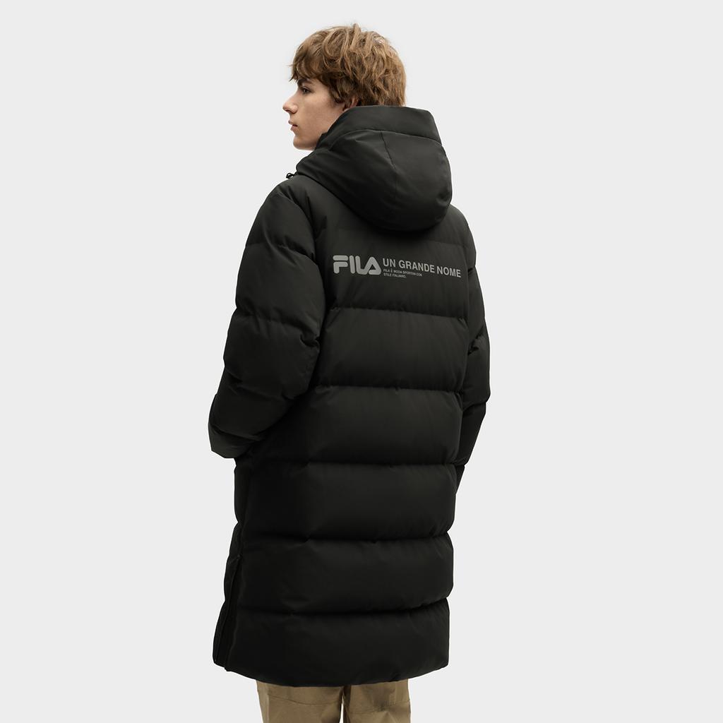 FILA Original Fashion Simple Personality Trendy Casual Versatile Comfortable Long Hooded Down Jacket Men outerwear F11M549904FBK